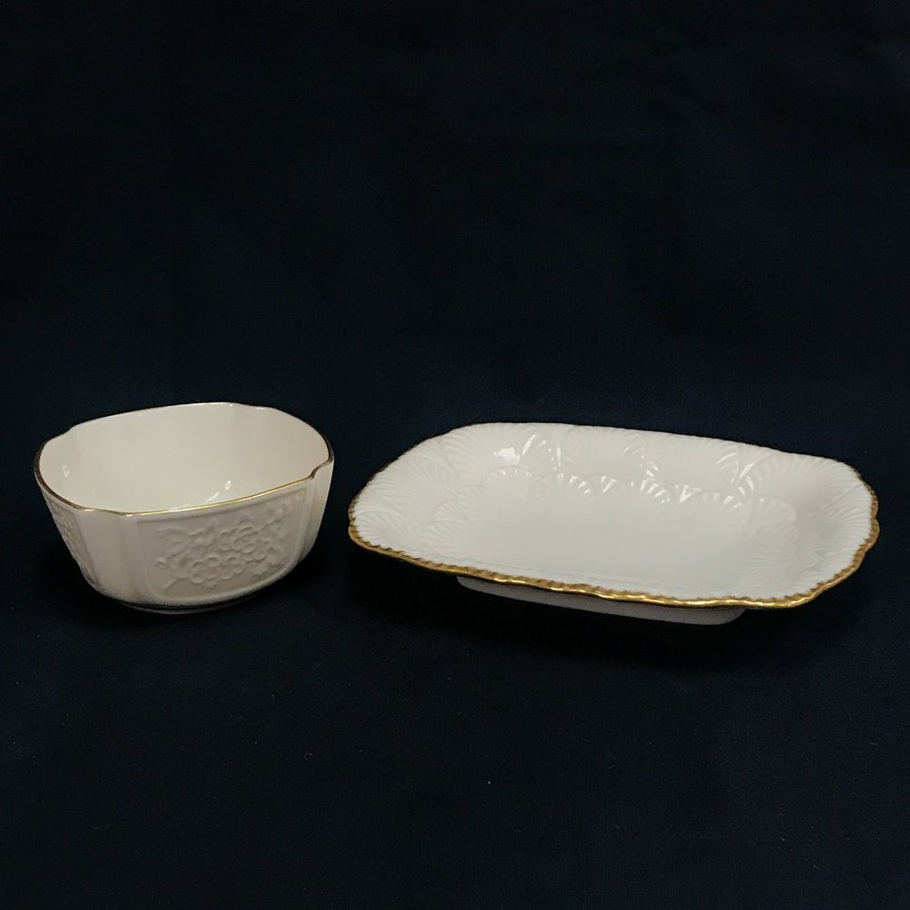 Vintage Lenox Hors d'Oeuvres Dish and Candy Dish with 24K Gold Trim